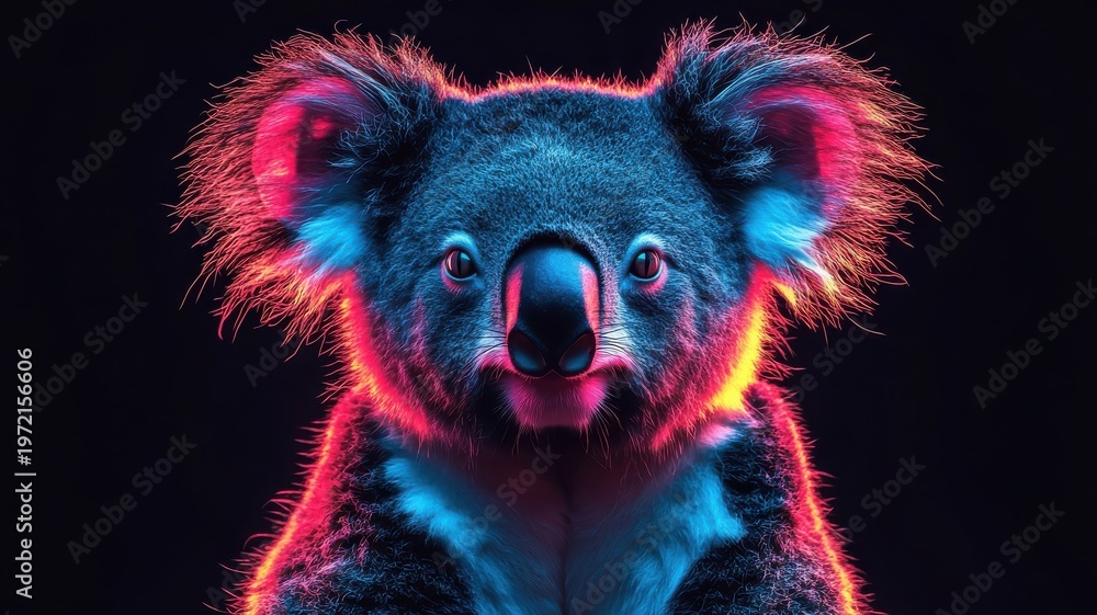 Obraz premium Stylized koala, designed with sharp lines and unique color contrasts, presenting a modern and visually striking appearance.