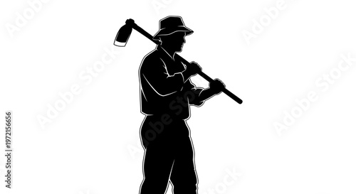 May day Lumberjack, silhouette, axe, logging, forestry, worker, laborer, industry isolated on White Background vactor EPS