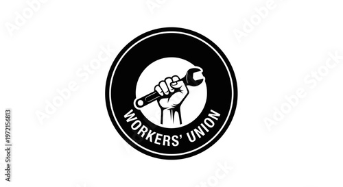 May day Labor union logo, workers union emblem, industrial symbol, labor rights icon isolated on White Background vactor EPS