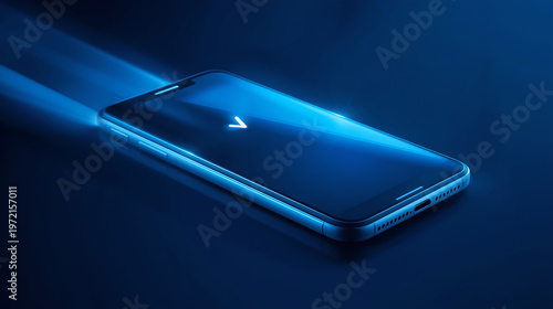 3D Smartphone with Glowing Digital Payment Icon for Mobile Banking and Fintech Concept