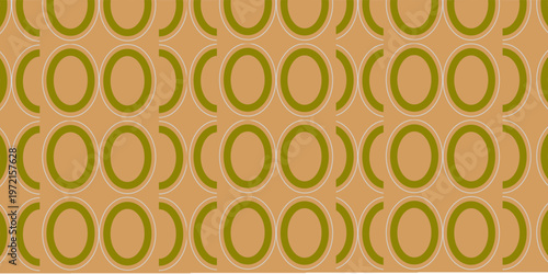 Olive Green Geometric Circles on Beige Background
