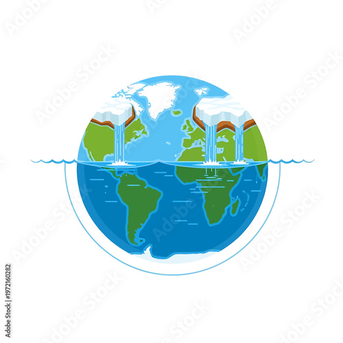 Earth Globe Water Planet Illustration.