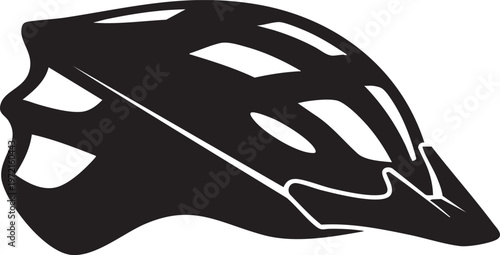 Black cycling helmet for mountain biking, vector illustration