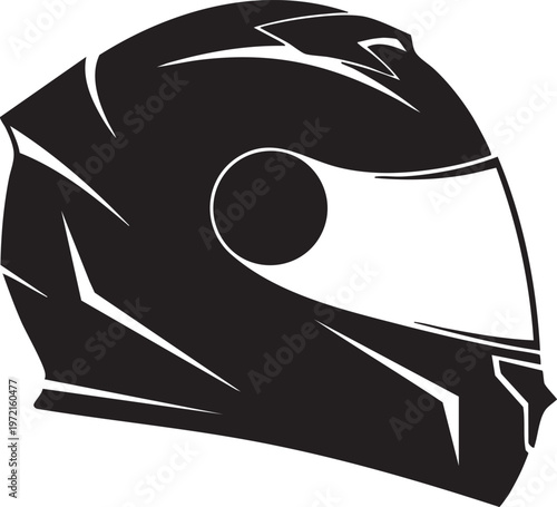 Black motorcycle helmet silhouette vector illustration protective headgear for bikers and riders