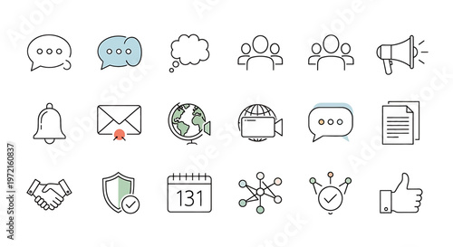 Collection of business communication icons.