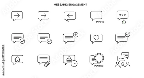 Digital communication and messaging icons.