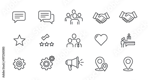 Business icons for communication teamwork.