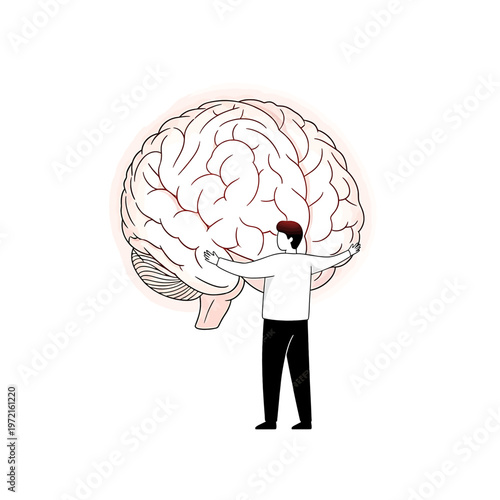 Man holding a large human brain.