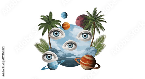 Eyes on a blue globe.