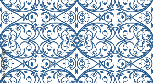 Blue and white decorative tile pattern.