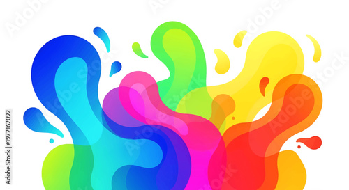 Colorful paint splashes in various hues.