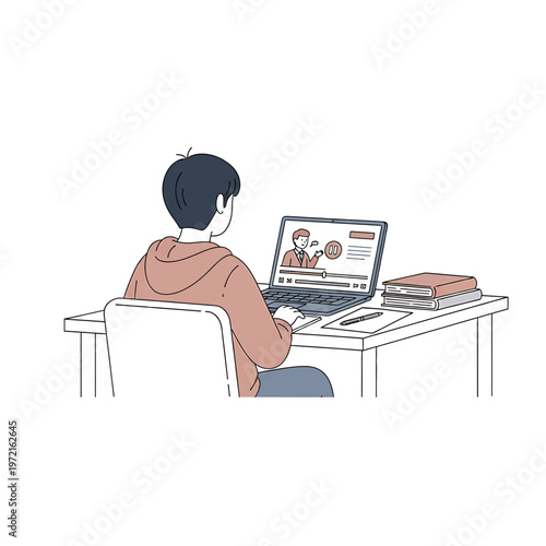 Person sitting at desk with laptop.