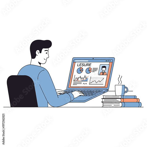 Man sitting at desk with laptop 4.