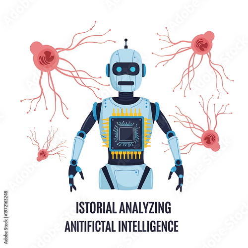 Robot with circuit board chest plate.
