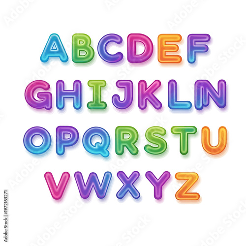 Colorful Alphabet Letters in Gradient 3.