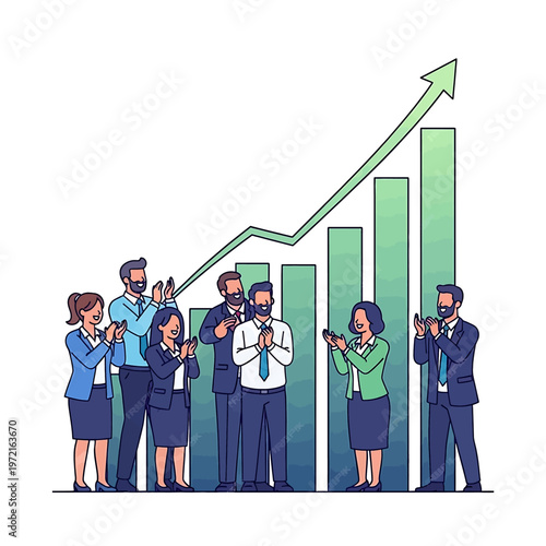 Business people celebrate success together.