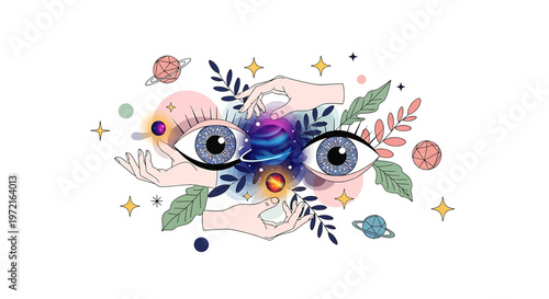 Colorful illustration of a face.