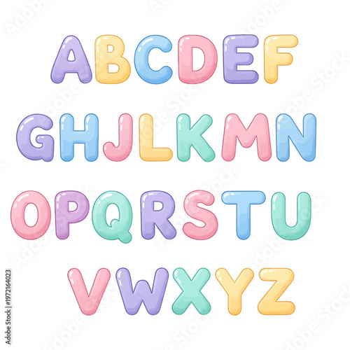 Colorful alphabet letters in pastel shades 2.