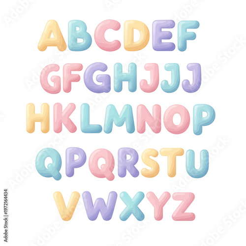 Multicolored Alphabet Letters in Pastel.