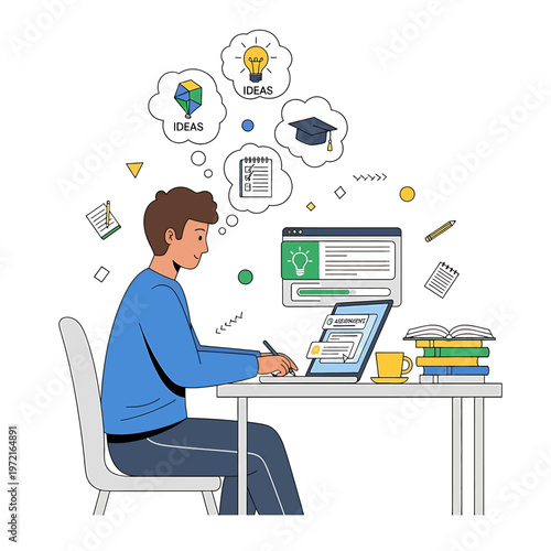 Man sitting at desk with laptop 6.