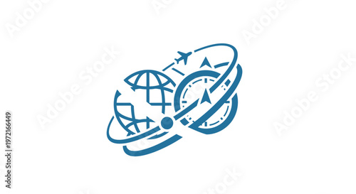 Global Travel and Time Concept Depicted in a Modern Logo.