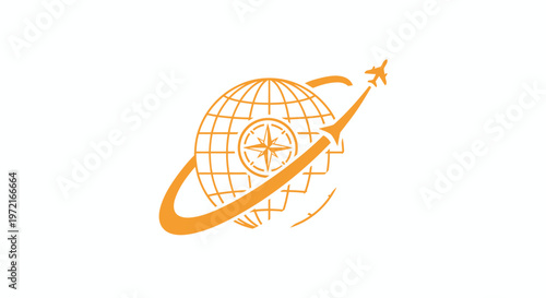Golden Globe and Airplane Logo for Travel and Tourism.
