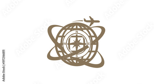 Golden Globe with Airplane Symbolizing Global Travel and Exploration.