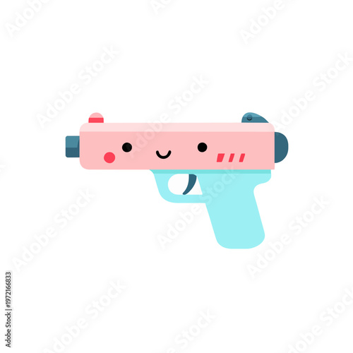 Toy Gun Illustration, Cartoon Style, Cute Pastel Colors, Isolated on White. Playful Blaster for Kids. Vector Graphics for Children. Toy weapon for Fun and Imagination. Kawaii design 2D art