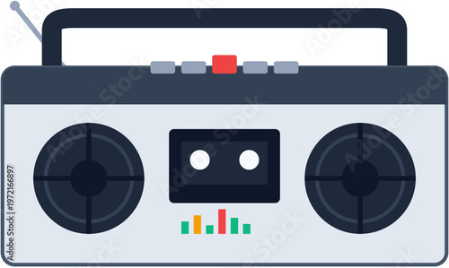 Retro Boombox Cassette Player Icon Vintage Portable Radio Stereo Music Device Illustration