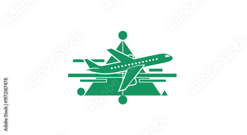 Green Airplane Icon Depicting Flight and Transportation Symbolism.