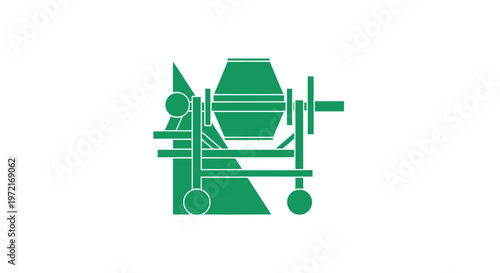 Green Concrete Mixer Illustration on White Background for Construction.