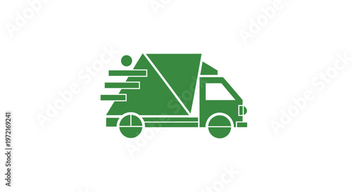 Green Delivery Truck Icon Representing Fast Shipping and Logistics.