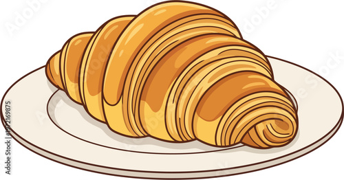 A delicious golden croissant on a plate