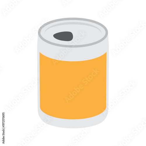Orange beverage can icon illustration with pull tab top representing soft drink soda or juice container