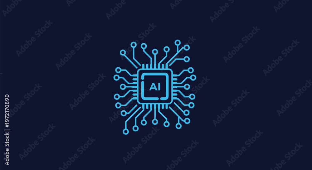 Fototapeta premium Intricate digital illustration of an AI microchip, technology concept.