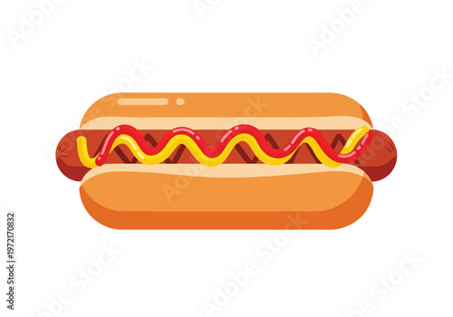 Delicious Hot Dog with Ketchup and Mustard Condiments.