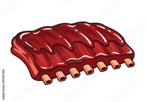 Delicious BBQ Pork Ribs Glazed with Savory Sauce.