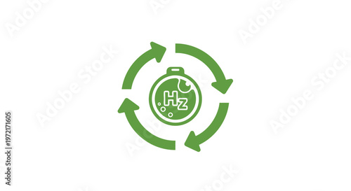 Green Hydrogen Energy Symbol with Circular Arrows for Sustainability.