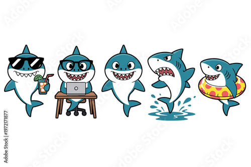 A playful group of cartoon elephants floating in a whimsical sky Vector