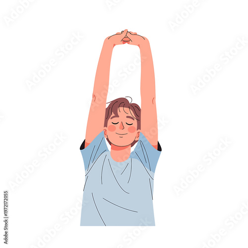 Woman stretching her arms up high 2.
