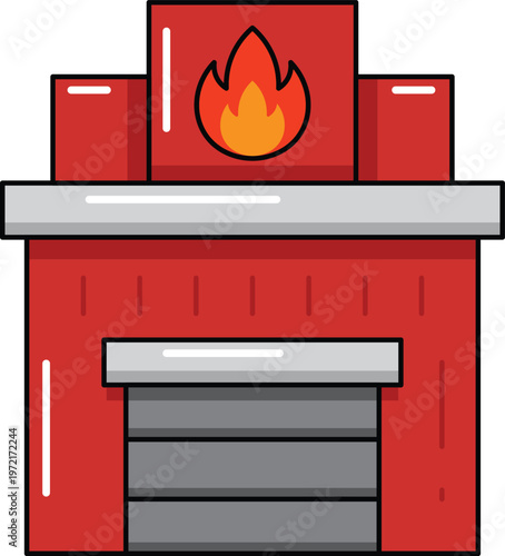 Design Fire Station Illustration Flat Icon