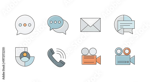 Communication and media icons set 1.