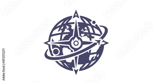 Intricate Globe Compass Symbolizing Global Navigation and Direction.