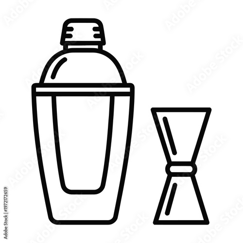 Cocktail shaker and jigger for mixing drinks