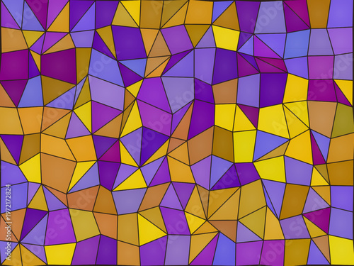 Jewel Tone Stained Glass Geometric Cells Decorative Art Design