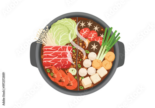 Delicious Hot Pot Meal with Fresh Ingredients.