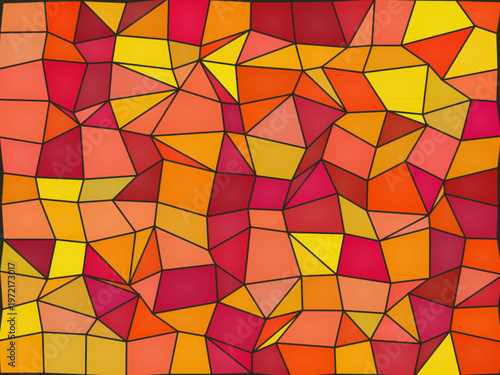 Jewel Tone Stained Glass Geometric Cells Decorative Art Design