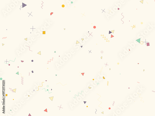 Trendy Memphis Design Scattered Shapes Vibrant Vector Pattern