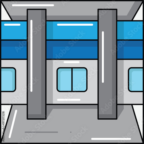 Design Subway Station Illustration Flat Icon