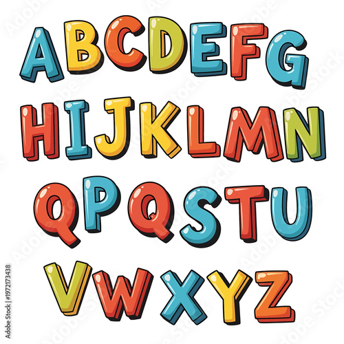 Colorful Alphabet Letters in Cartoon Style 1.